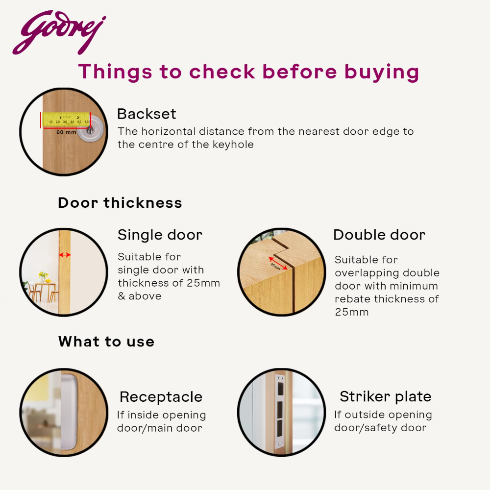 Godrej Centaur Rim Lock I World's 1st Dual Motion Lock | Ultra XL plus  Technology| 4 Keys I 1CK Dead Bolt Lock for Main & Safety Door I Antique Copper Finish (Satin Nickel)